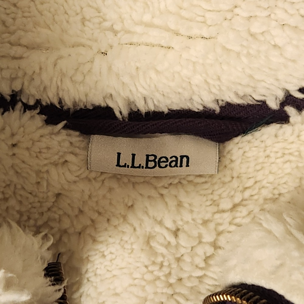 LL Bean Sherpa Lined Full Zip Sweatshirt Jacket Womens Dusty Purple Coat M - Picture 3 of 10